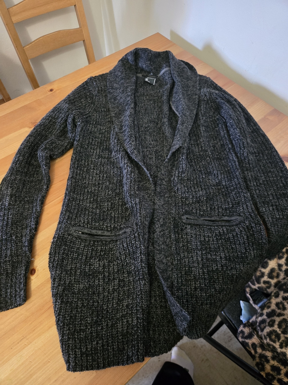 Men's Shawl Collar Knit Cardigan - Charcoal Gray